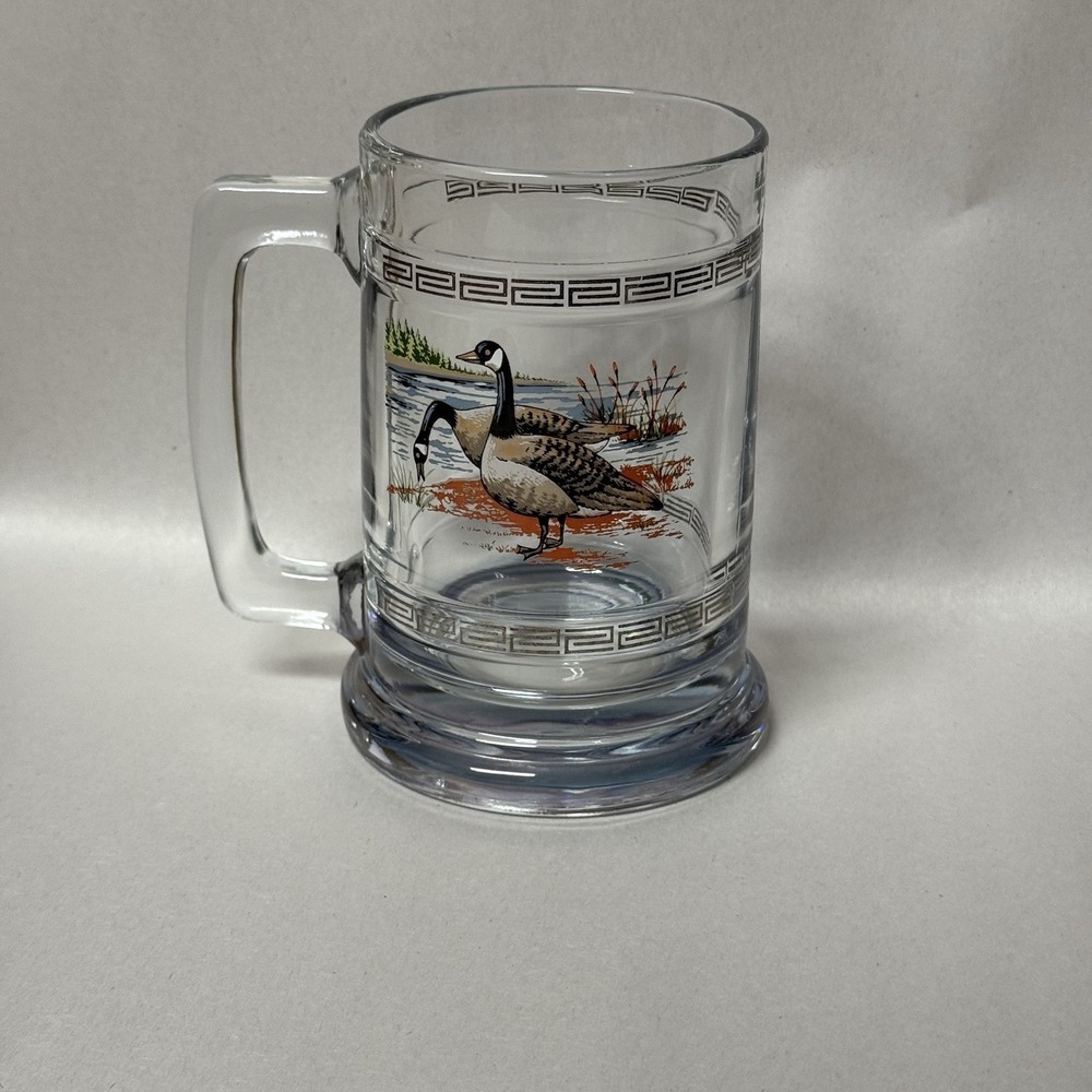Vintage Princess House Canada Goose‎ Geese Crystal Beer Stein Mug Handle